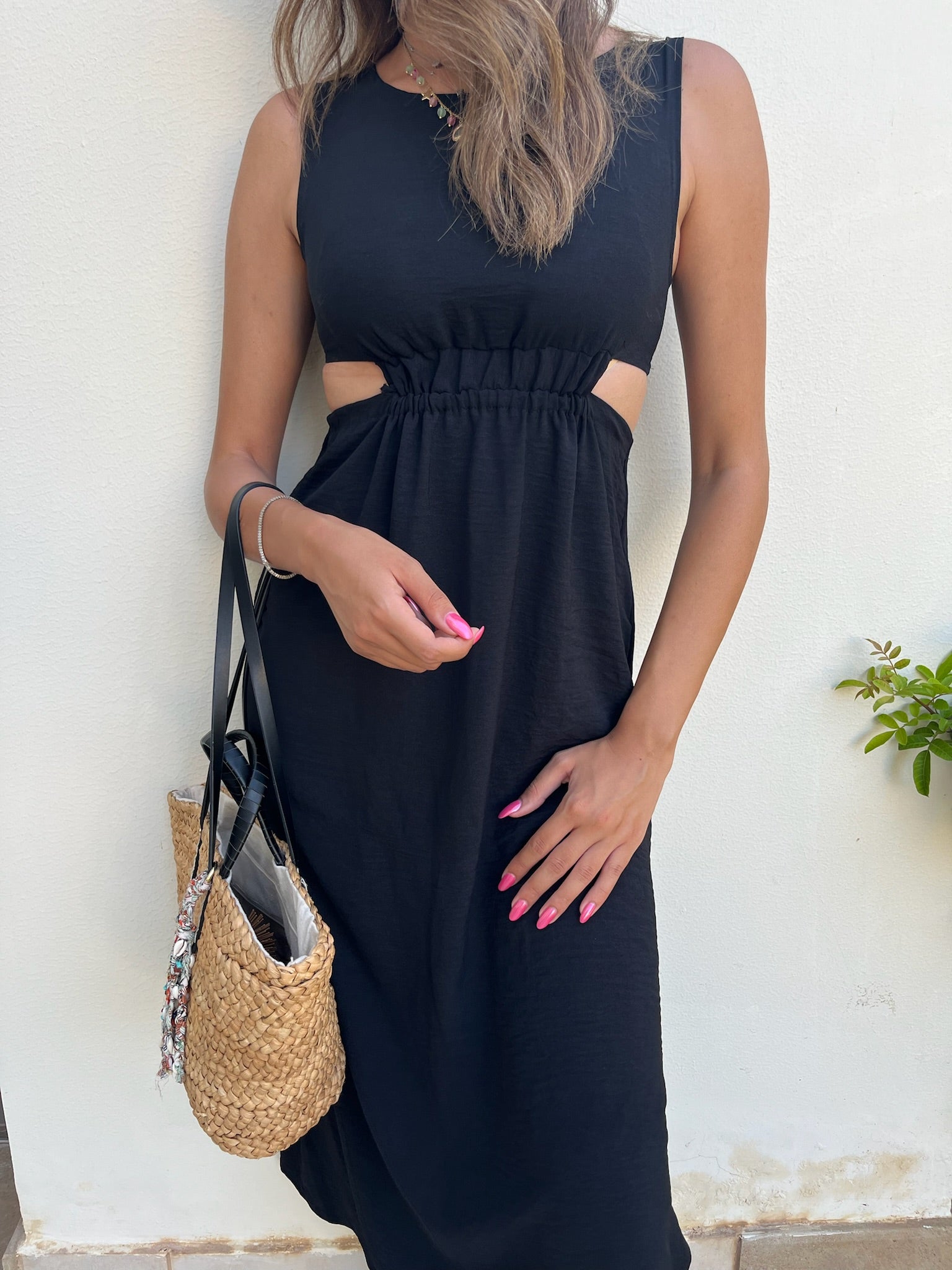 Cutout Midi Dress - Black