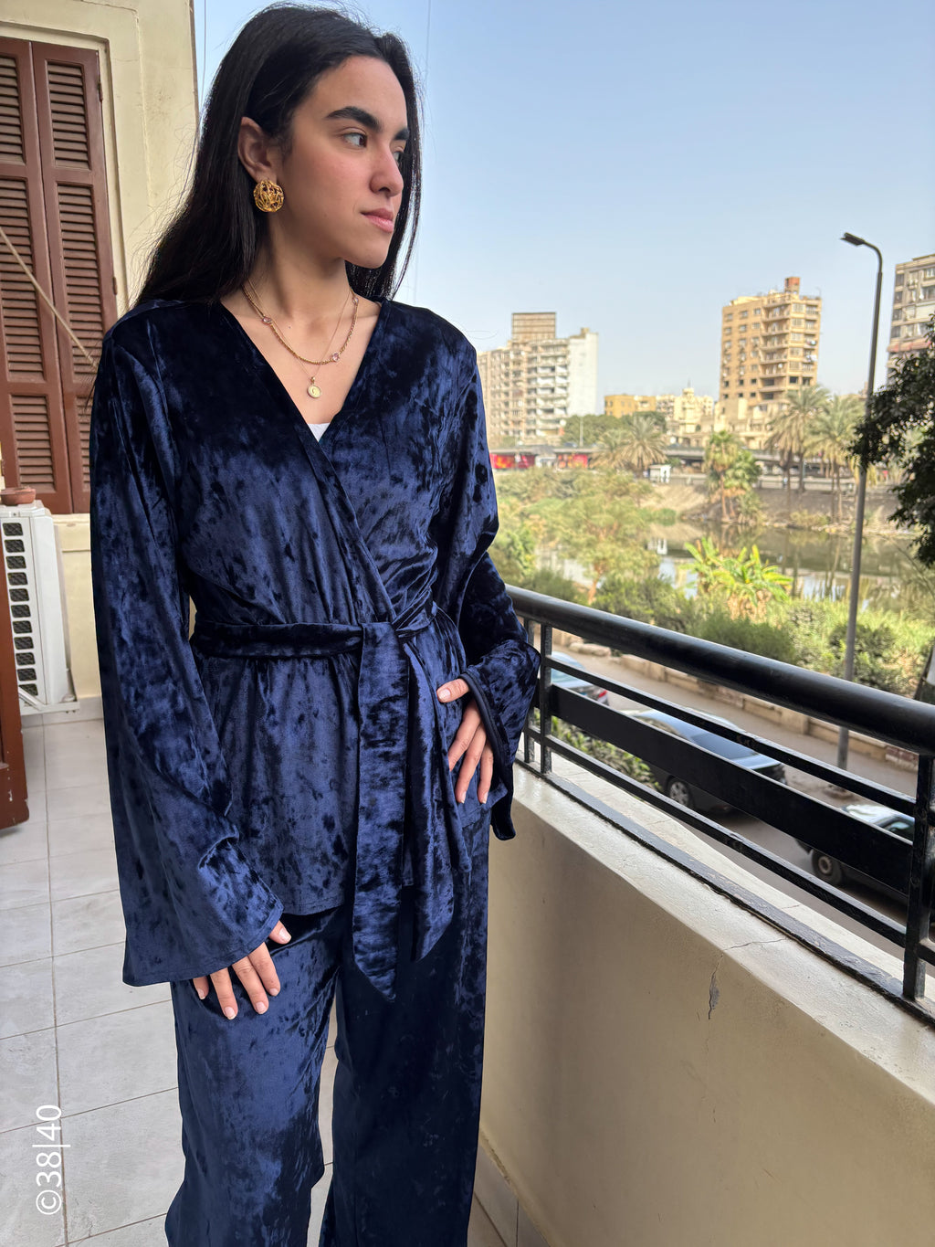 Velvet Grace Lounge Set - Dark Blue