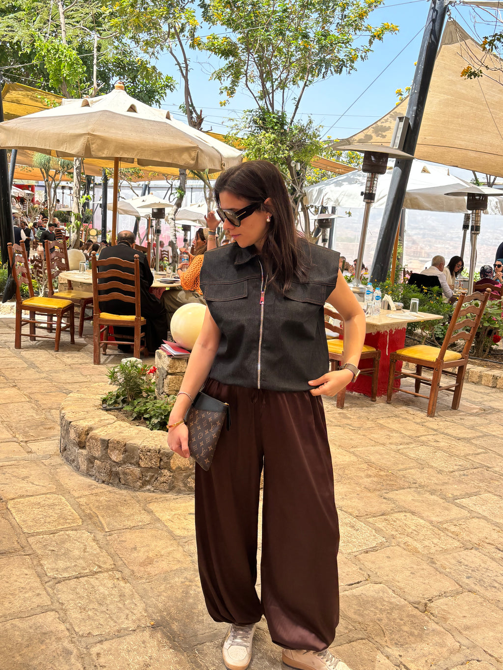 The Sarouel Satin Pants - Brown