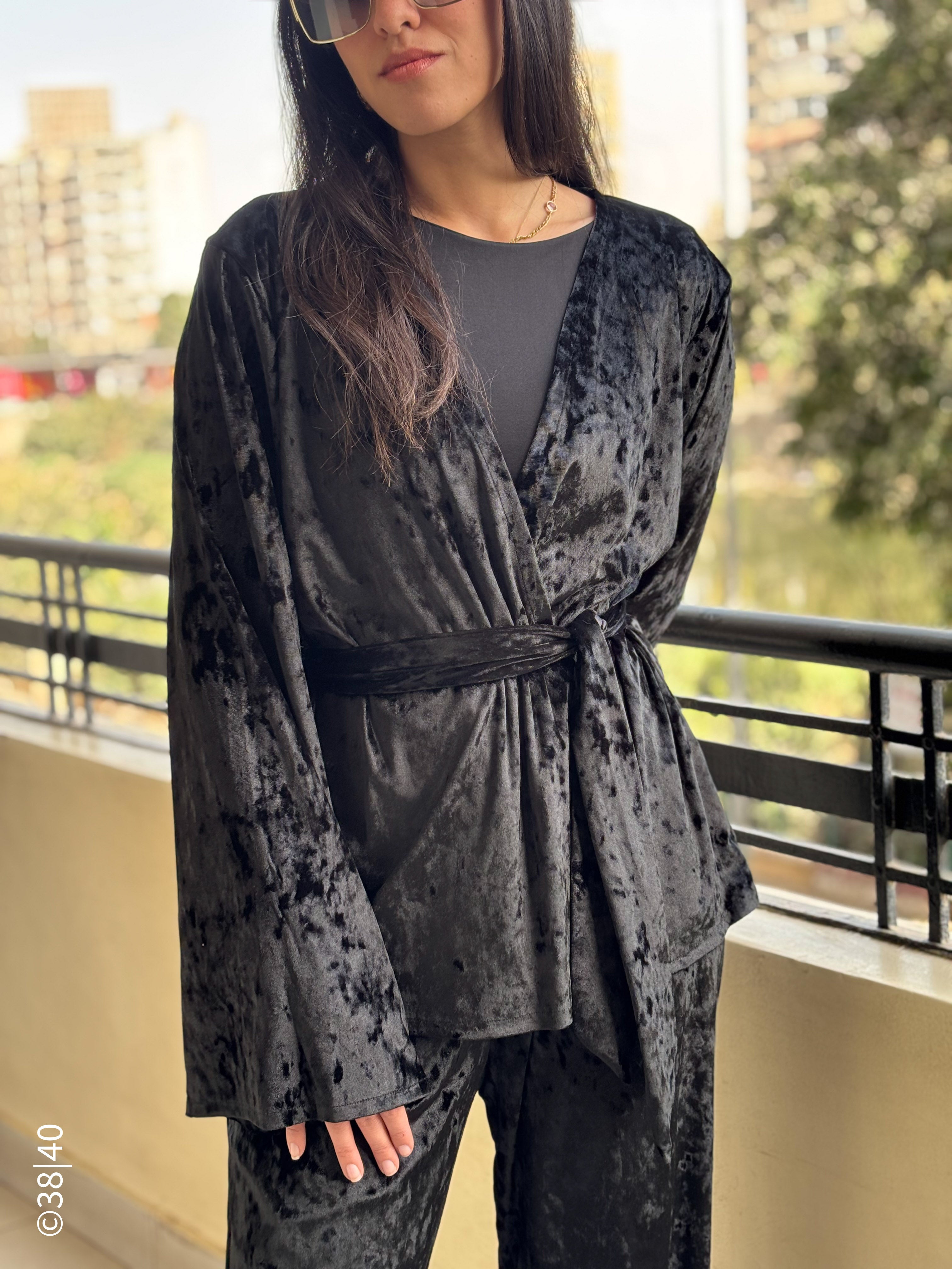 Velvet Grace Lounge Set - Black