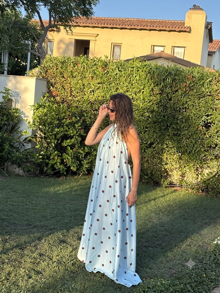 The Coco Polka Dress - Blue