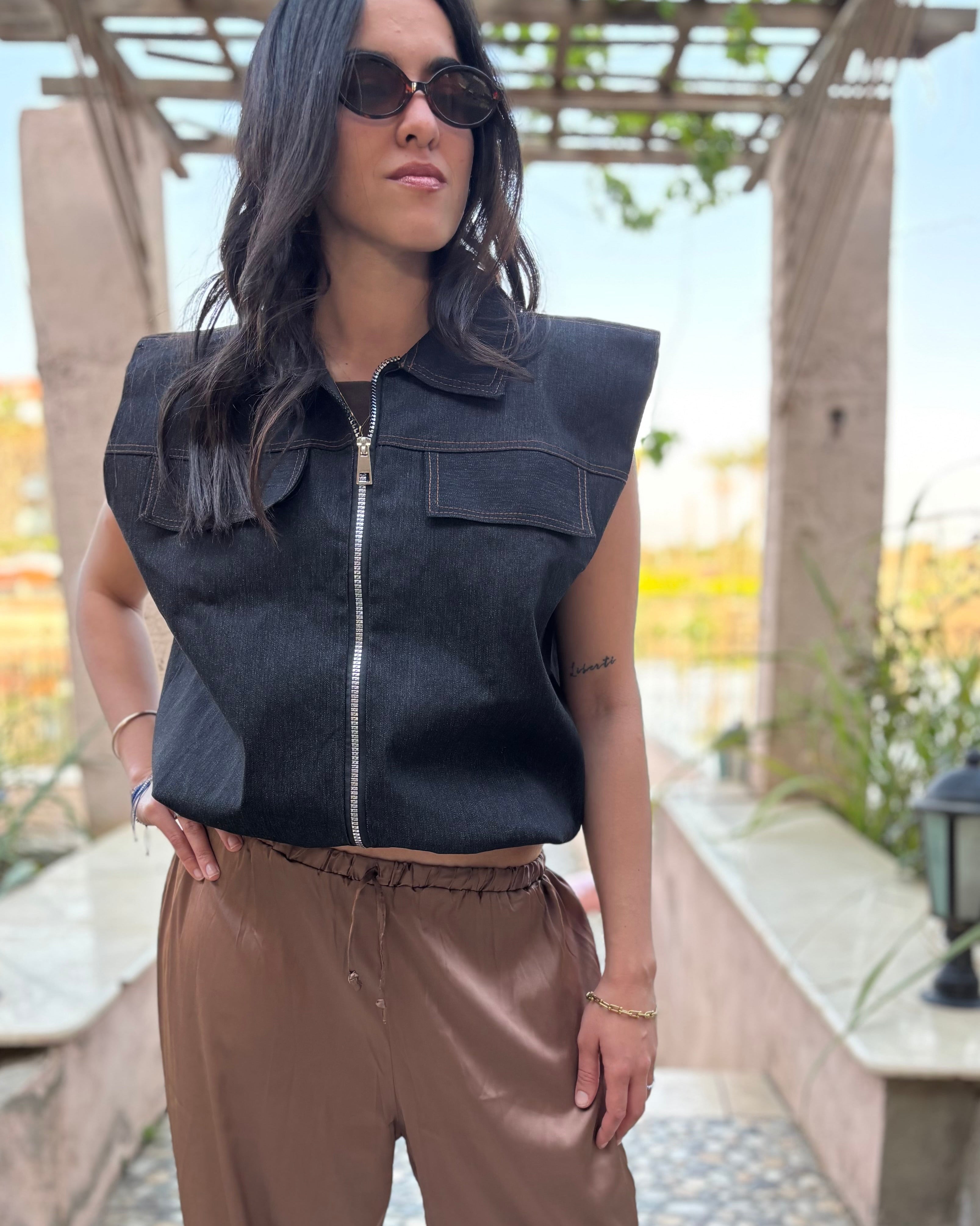 The Balloon Denim Top