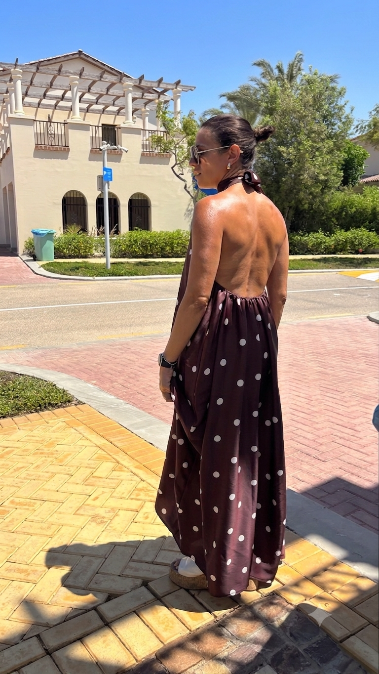 The Coco Polka Dress - Brown