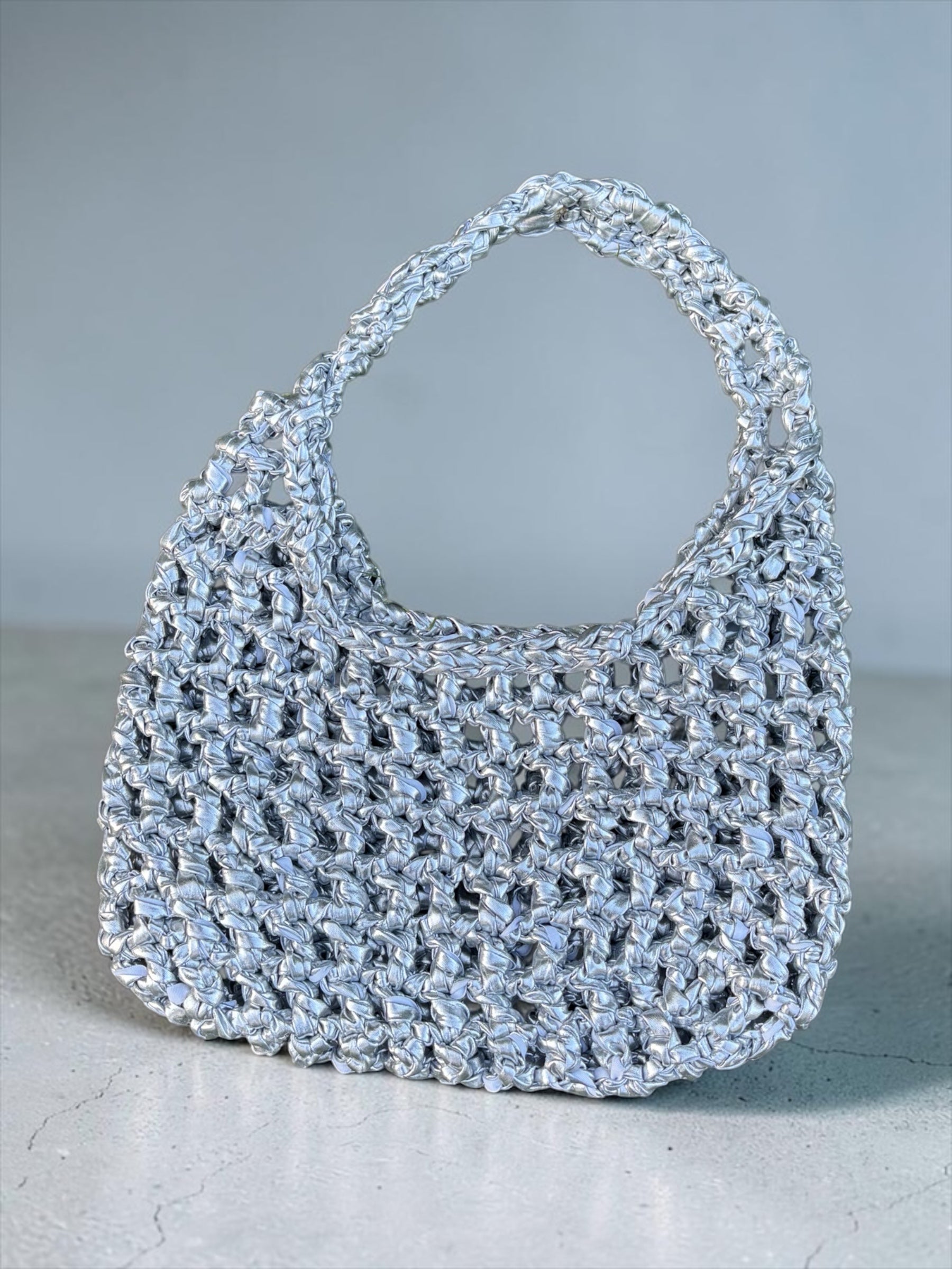 The Metallic Mesh Tote - Silver