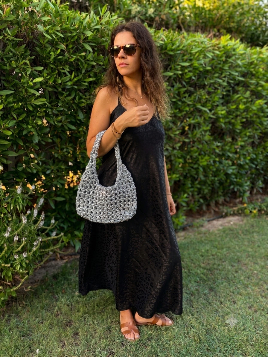 The Metallic Mesh Tote - Silver