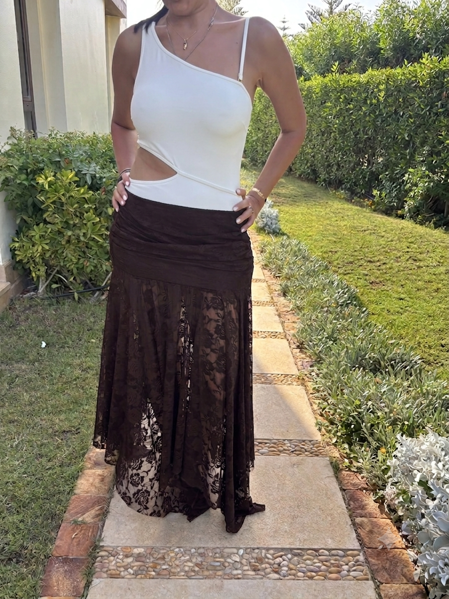The bohemia lace maxi skirt - brown
