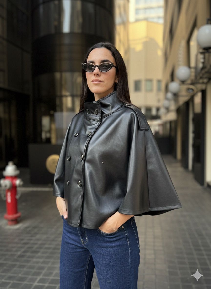 The Signature Leather Cape - Brown