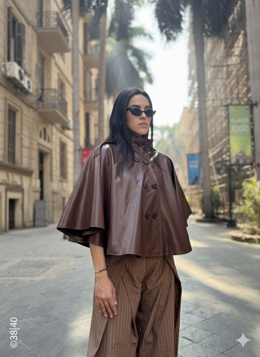 The Signature Leather Cape - Brown