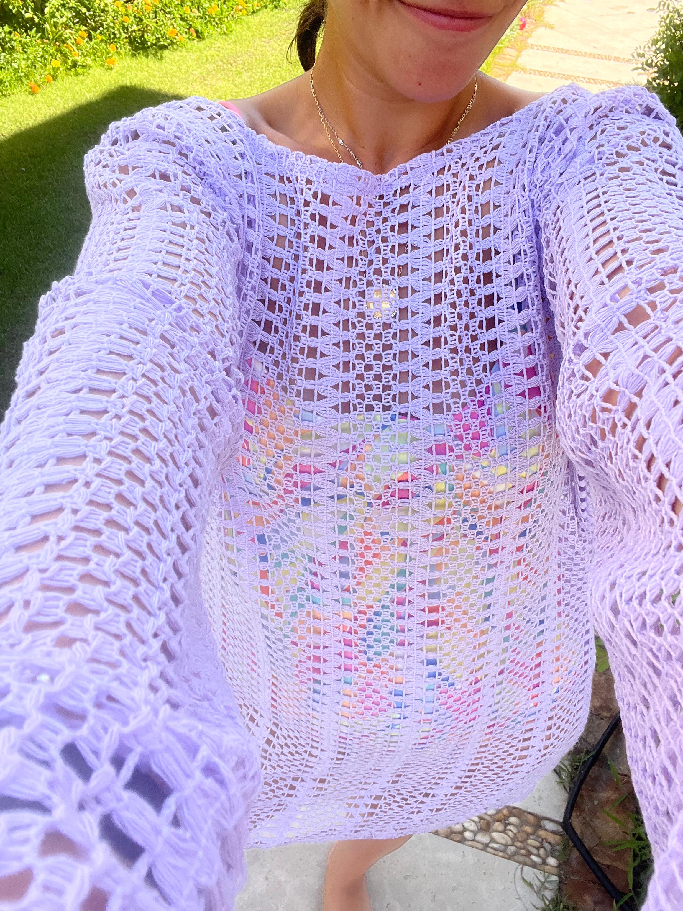 Open-Back Mesh Beach Cover-Up