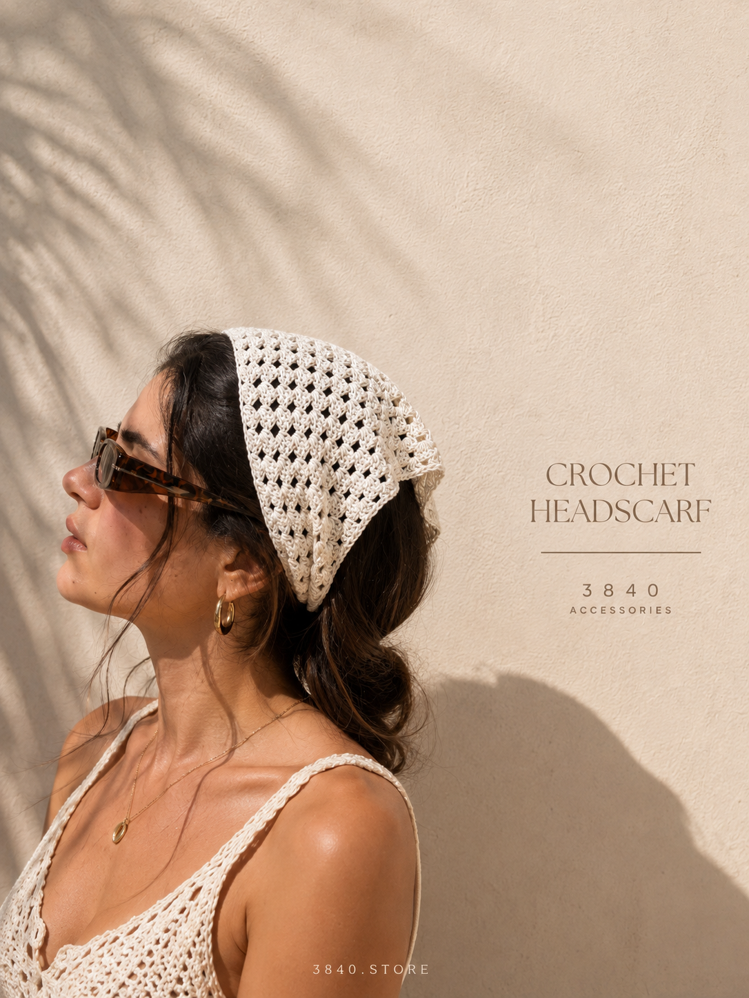 boho head scarf ( off white )