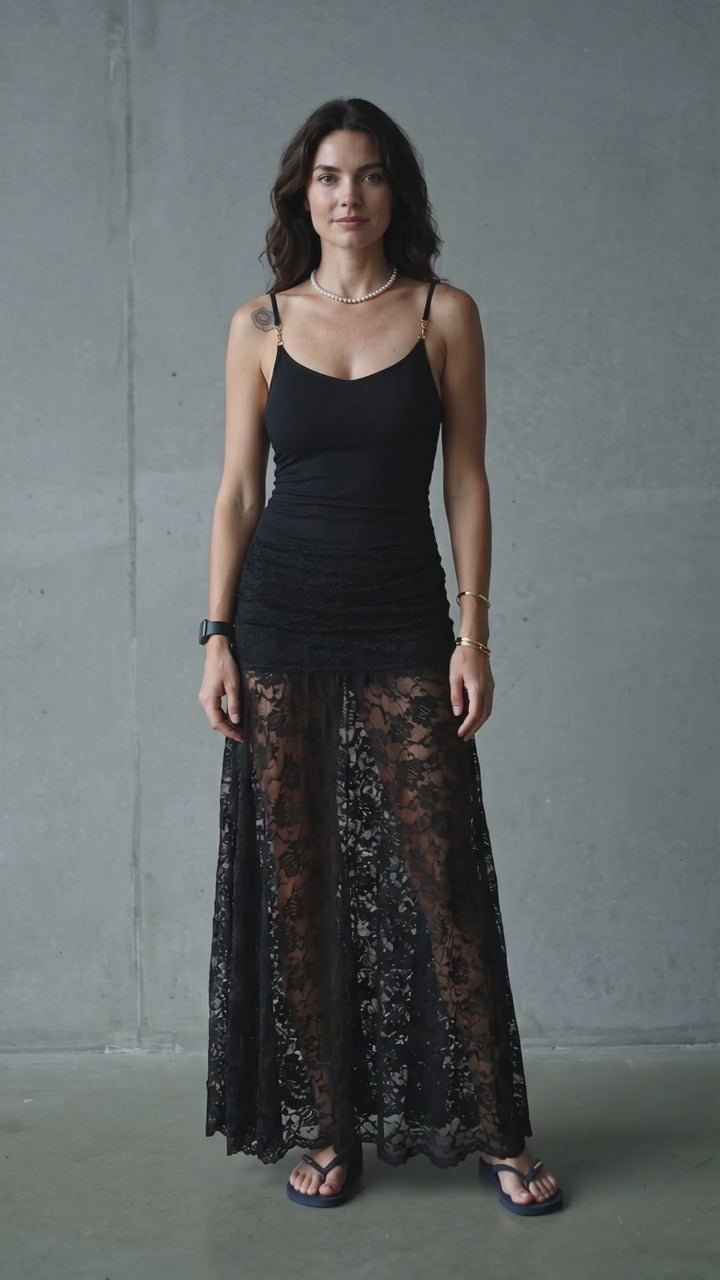 The bohemia lace maxi skirt - brown